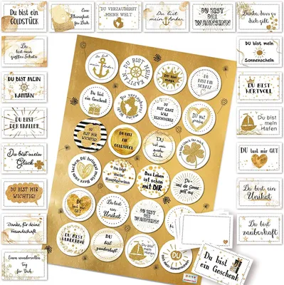 Produktbild von Motivationskarten + Geschenkaufkleber SET - 20 Sprüche Karten + 24 Sticker