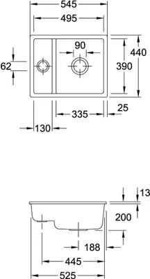Produktbild von Villeroy & Boch Keramikspüle 675802AM, Subway 60 XU Unterbauspüle - inkl.