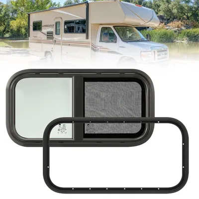 Image de Fenêtre pour camping-car, dimensions 600 x 300 mm, couleur noire