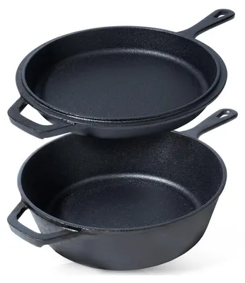 Obrázek produktu pro Litinový hrnec, pánev, pekáč, pánev na smažení, pánev na pečení, 2 v 1