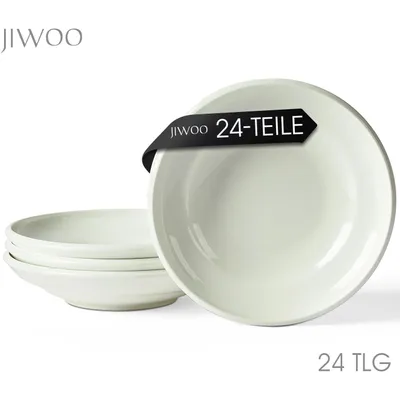 Produktbild von Suppenteller Set 24-teilig Keramik Ø22 cm – Tiefe Teller für Pasta, Pasta & Salat – spülmaschinen- & mikrowellengeeignet
