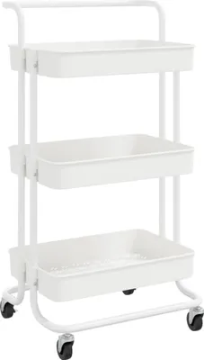 Zdjęcie produktu dla vidaXL Wózek kuchenny 3 półki Biały 42x35x85 cm Żelazo i ABS