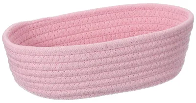 Image de Panier de rangement tressé en corde de coton - Petit format - Pour l'organisation - Rose