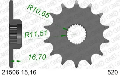 Produktbild von AFAM Kettenritzel 21506-16 Vorne für YAMAHA MOTORCYCLES XJ Stahl