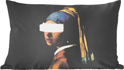 Produktbild von MuchoWow® Zierkissen Sofakissen Wohnzimmer Dekokissen 60x40 cm Mädchen mit Perlenohrring - Vermeer - Gemälde - Kopfkissen - Polster mit Foto