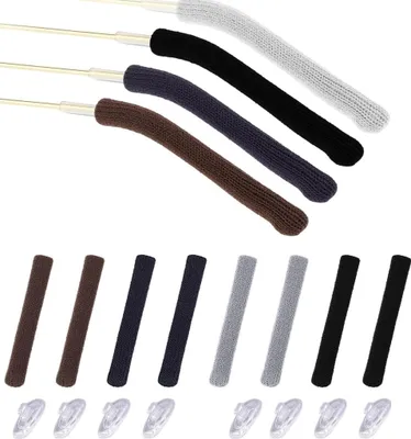 Produktbild von 4 Paar Brillen Ohrpolster Mit Nasenpads, Antirutsch Brillenbügel Überzug, Weiche Baumwoll Polster Für Brillen, Ideal Als Brillen Zubehör Und Reparatur Set