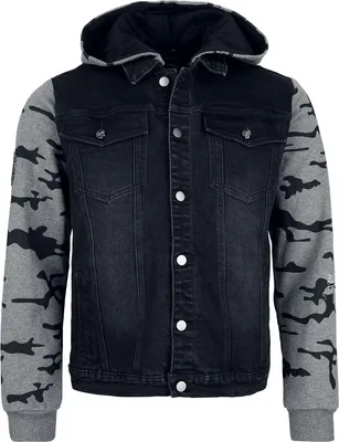 Produktbild von Rock Rebel by EMP Herren schwarz/graue Kapuzenjacke mit Knopfleiste XXL