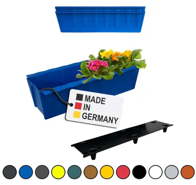 Image de BURI 2 inserts de jardinières pour palettes Euro avec tapis d'arrosage | 37,3cm bleu | Jardinière pour palette Euro | Balconnière | Pot de fleurs | en plastique solide | Germany