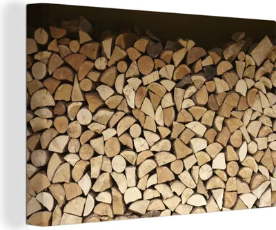 Produktbild von OneMillionCanvasses® - Leinwandbilder - 140x90 cm, Brennholz im Lager, Wandbilder Kunstdruck Wanddekoration - Foto auf Leinwand - Gemälde auf Holzrahmen