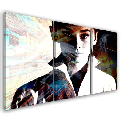 Produktbild von Triptychon auf leinwand schwarze und weiße menschen 120x80 cm Feeby grau wandbild bereit zum aufhängen