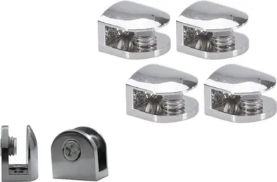 Produktbild von HOOZ 4er Set Regalhalter Chrom für Glas & Holzeinlagen