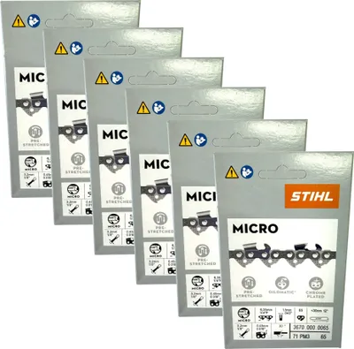 Obrázek produktu pro Stihl 6x 1/4" Picco Micro 3 (PM3) pilový řetěz 30 cm 1/4" P 1,1 mm 65 TG 6 kusů ( 6x 36700000065 )