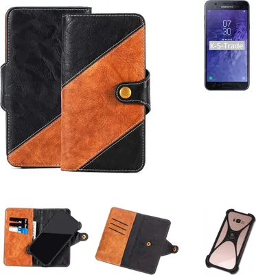 Produktbild von K-S-Trade Handyhülle Schutzhülle Bookstyle Case Wallet-Case kompatibel mit Samsung Wide3 Handy Cover Bumper Klapphülle schwarz hellbraun 1x