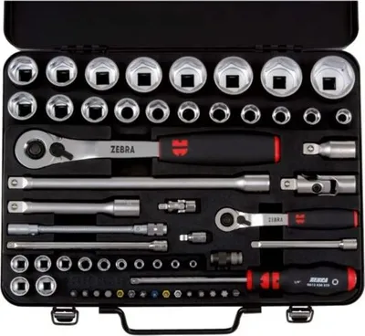 Produktbild von Würth Zebra Steckschlüsselsatz 1/4 + 1/2 Zoll Knarrenkasten 60 tlg. ( 0965 090 59 )