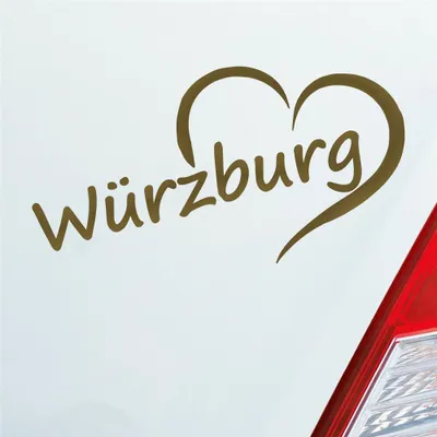 Produktbild von Auto Aufkleber Würzburg Herz Stadt City Liebe Love Heart 15x8 cm Gold Sticker Heckscheibenaufkleber