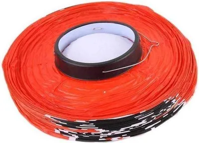 Image de Lampe suspendue en forme de lanterne rouge en papier, 45 x 25 cm