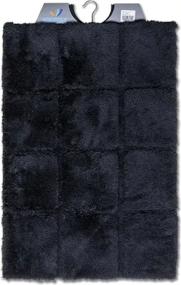 Produktbild von Unyqoos® Badematte 60×90 cm – 100%.Polyacryl, Rautenmuster Schwarz, Antirutsch-Unterseite, saugfähig, waschbar bis 40 °C
