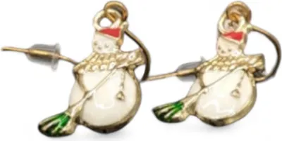 Produktbild von Weihnachten Ohrhaken Ohrringe im Schneemann Design in weiß rot goldfarben