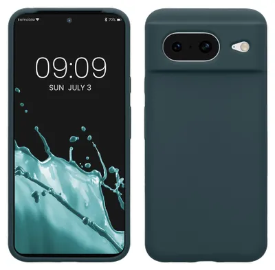 Produktbild von kwmobile Handyhülle für Google Pixel 8 Hülle, für Pixel 8 Case - Hülle Silikon - kabelloses Laden - Dunkler Schiefer