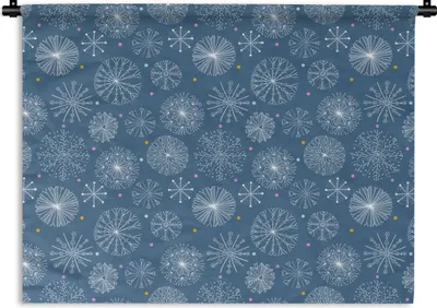 Produktbild von MuchoWow® Wandteppich Wandbehang Schneeflocke - Muster - Winter 120x90 cm Tapisserie Dekoration Wandtuch - Wohnen - Aufhänger für die Wand
