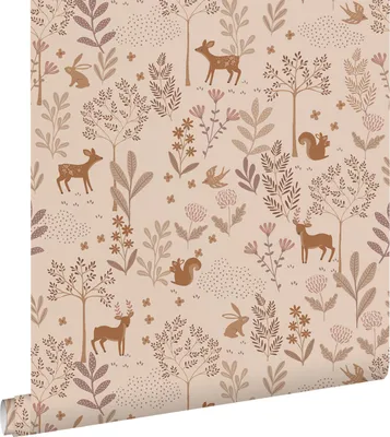 Obrázok produktu pre ESTAhome tapeta les s lesnými zvieratami fialová ružová 53 cm x 10,05 m