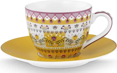 Produktbild von PIP STUDIO Lily&Lotus Moon Delight Yellow Espressotasse mit Untertasse 0,12l
