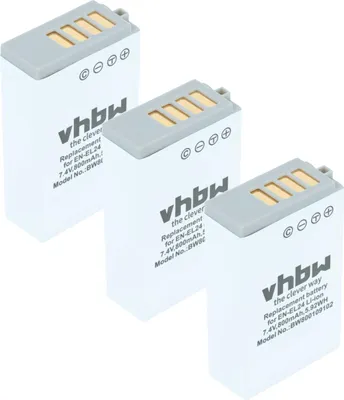 Produktbild von vhbw 3x Akku Ersatz für Nikon VFB11901, EN-EL24 für Kamera (800 mAh, 7,2 V, Li-Ion)