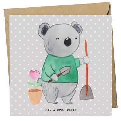 Produktbild von Mr. & Mrs. Panda Grußkarte Gärtner Herz - Grau Pastell - Geschenk, Gartenarbeit, faltkarte, doppelkarte, Gärtnerei, Gartenplaner, anlasskarte, Pflanzen, Frühling