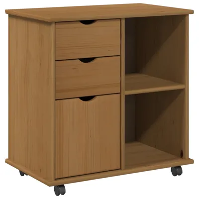 Immagine prodotto di vidaXL Armadio con rotelle Marrone miele 63,5 x 39 x 65,5 cm Legno massello di pino