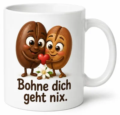 Produktbild von Bohnenfreunde Tasse - Geschenk mit Spruch - 330 ml beidseitig bedruckt