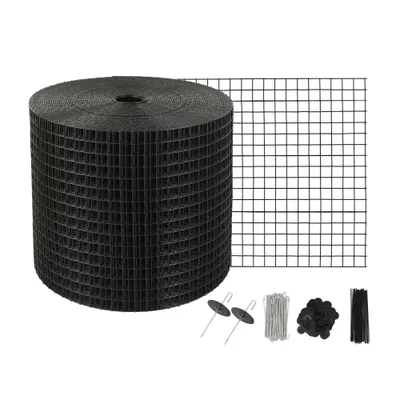 Immagine prodotto di Protezione dagli uccelli per i pannelli solari - Rete di protezione dai piccioni - 15,2 cm x 30,4 m - con 60 elementi di fissaggio in acciaio inox - Protezione dei pannelli solari con rivestimento in PVC - Rete in filo d'acciaio inox in rotoli da 1,27 cm