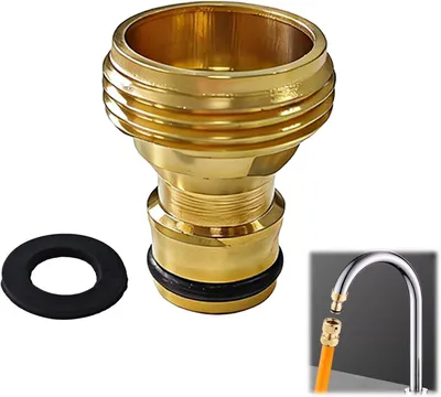 Imagen del producto de Adaptador de agua con rosca exterior de 3/4 de pulgada y conexión – Enchufe de latón duradero para grifo de jardín (compatible con Gardena)