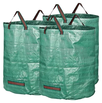 Immagine prodotto di GardenMate 3X 272 l Sacco da giardino Sacco per foglie Sacco per rifiuti da giardino resistente - Sacchi da giardino per rifiuti da giardino - Sacchi per foglie Erba tagliata - Sacchi per rifiuti verdi pieghevoli, grandi, robusti in tessuto di polipropilene 150GSM
