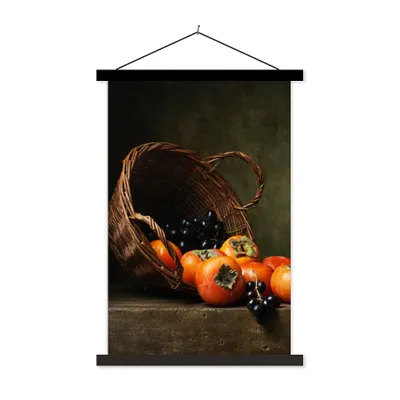 Produktbild von MuchoWow® Textilposter Rustikal - Obst - Korb - Stilleben 120x180 cm mit schwarzem Rahmen - Fotos
