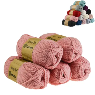 5 x 100g Strickgarn Kartopu Melange Wool Strickwolle, altrosa