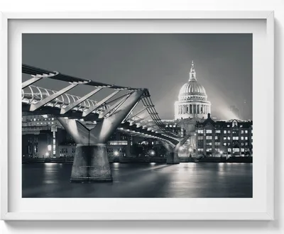 Produktbild von Schwarz-weißes Stadtbild– Wandbild mit Rahmen – Gerahmtes Bild  – Wanddekoration – 80x60 cm –  Weiß Rahmen