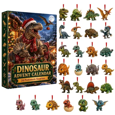 Zdjęcie produktu dla Kalendarz Adwentowy Dinozaury 2026 24 Dni Boże Narodzenie Odliczanie Zielony