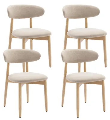 Immagine prodotto di Set di 4 robuste e eleganti sedie in legno massello, in stile nordico minimalista, ideali per la sala da pranzo e la cucina, colore beige