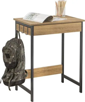 Obrázok produktu pre Kancelárska stolička a počítačový stôl – 2 háčiky – drevo – béžová/čierna – 60 x 40 x 77 cm