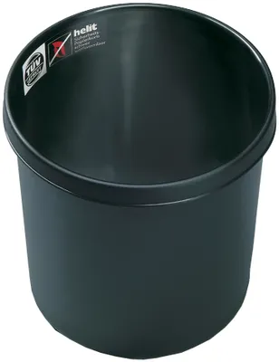 Produktbild von helit Papierkorb schwer entflammbar 12 Liter PP schwarz