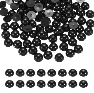 Halbperlen flach, 1500 Stück, 4 mm, Kunststoff, schwarz