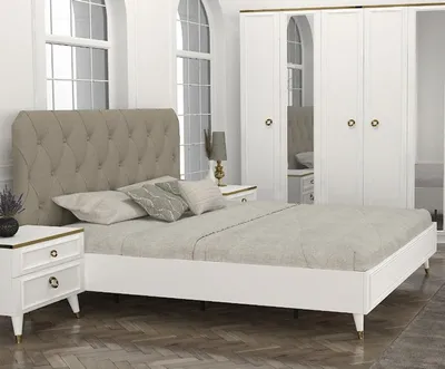 Image de Lit moderne rembourré Lits Cadre de lit double 180x200 Beige Lit matrimonial