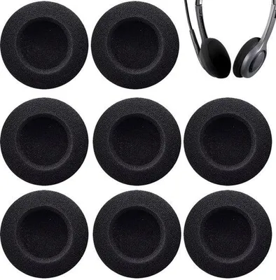 Productafbeelding van 8 stuks hoofdtelefoonhoezen, 6 cm schuimrubberen oorkussens, vervangende oorkussens van schuimrubber, voor vervangende oorkussens (zwart)
