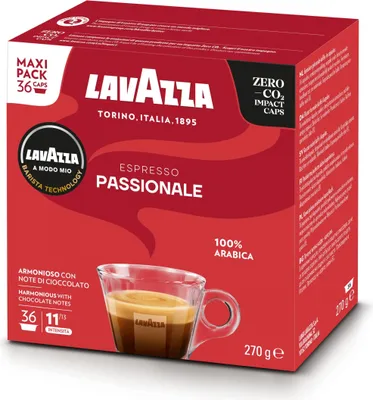 A box of Lavazza Espresso Passionale coffee capsules.