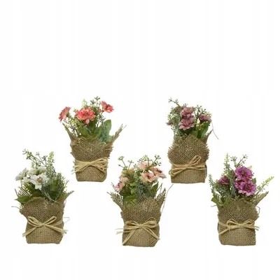 Produktbild von Kunstblumen im Jute Topf 17cm, 1 Stück farbig sortiert