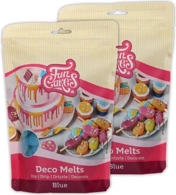 Produktbild von AOS Set | Doppelpack Funcakes Deco Melts Blau - Blue | 2er-Pack enthält 2x 250g (500g) | Tauchen, drippen, dippen und dekorieren! In der Mikrowelle schmelzen und in jede Form gießen,