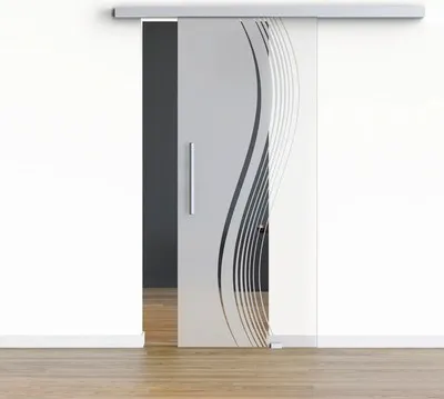 Produktbild von Pertura Glasschiebetür Komplettset Glera Reflect 02 1025x2050 mm Rechts inkl. Beschlag Selir Aluminium natur,Stangengrif