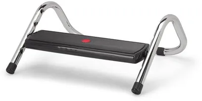 Produktbild von Ibenzoa® Ergonomische Fußstütze – höhenverstellbar 6–14 cm, kippbare Fußplatte, unzerbrechliche Kunststofffläche, verchromtes Stahlgestell, 15×35,5×34,5 cm