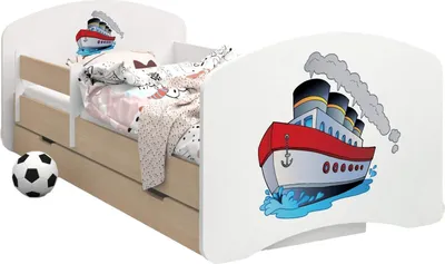 Immagine prodotto di Letto per bambini BDW, bifacciale con cassetto, locomotiva, 140/70