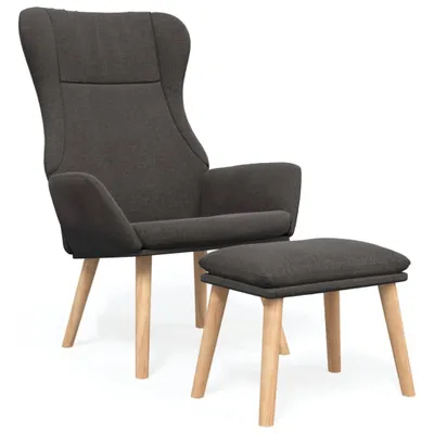 Image de vidaXL Fauteuil relax avec pouf Tissu gris foncé